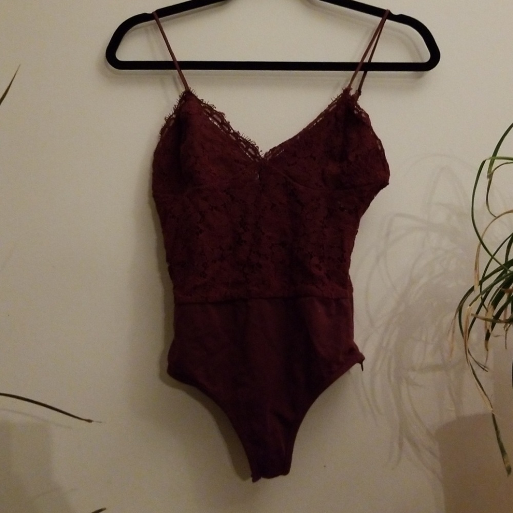 Maroon lace body suit